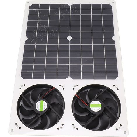 Kit de ventilateur solaire portable 40 W étanche avec double ventilateur d'extraction de 15 cm (6 pouces) pour poulaillers, serres et abris de jardin. (1/5)