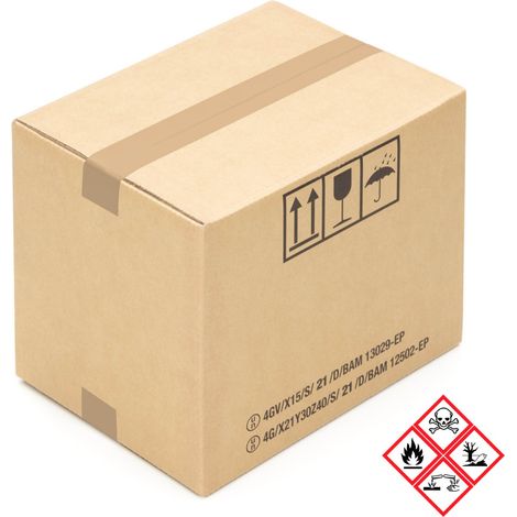 90 Gefahrgut Kartons 360 x 260 x 300 mm Wellpappe Versandkartons Gefahrstoffe (1/4)