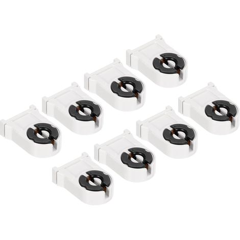 T8 Lampe Support, 8 Paquet G13 Base Non-Shunté Lampe Prise pour LED Fluorescent Tube Rechange, Blanc Noir (1/4)