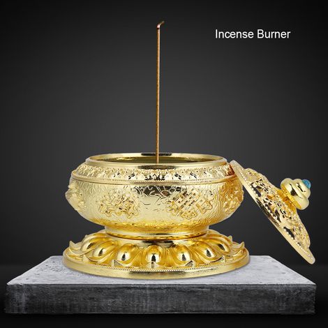 Brûle-encens céramique doré à reflux, porte-cône fumée rétro, décoration maison, élégant brûleur d'encens en glaçure, idéal pour cône et bâton, 1 pièce. (1/5)