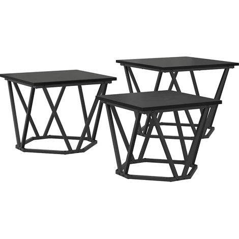 3 pcs Table basse,Table d'appoint,Table de Salon Chêne noir 50 x 50 x 40 cm CFW43445 (1/5)