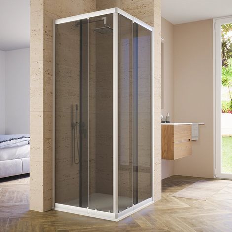 Box doccia estensibile 70 90x100 120 cm vetro 6mm fum con profili in alluminio anodizzato Nuuk (1/5)