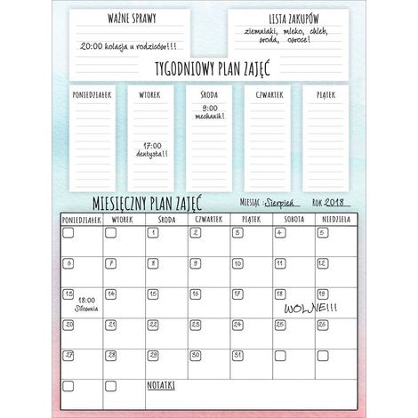 Agendas frigo Grand tableau magnétique Agenda mensuel hebdomadaire XXL (1/2)