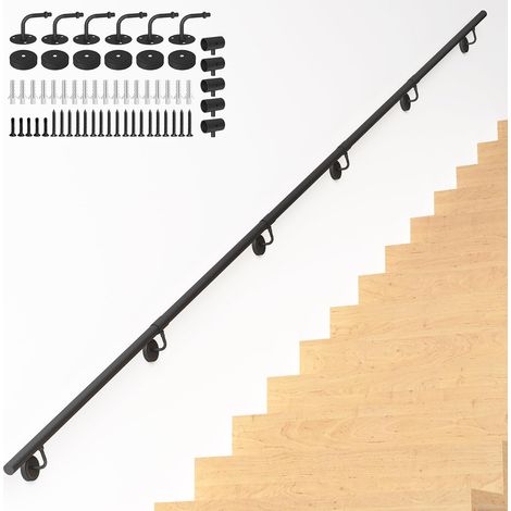 400cm Rampe industrielle d’escalier en métal,rampe ronde d’escalier de tuyau pour les marches extérieures d’intérieur,rampe de Support de montage mural pour femmes enceintes,personnes âgées,handicapés (1/5)