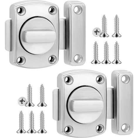 Door Lock Anti-Theft Lock Rotatable Lock Interior Door Lock with Screws Door Lock Sliding Lock for Doors and Furniture Silver Verrou de porte intérieur avec vis, loquet rotatif pour portes et meubles