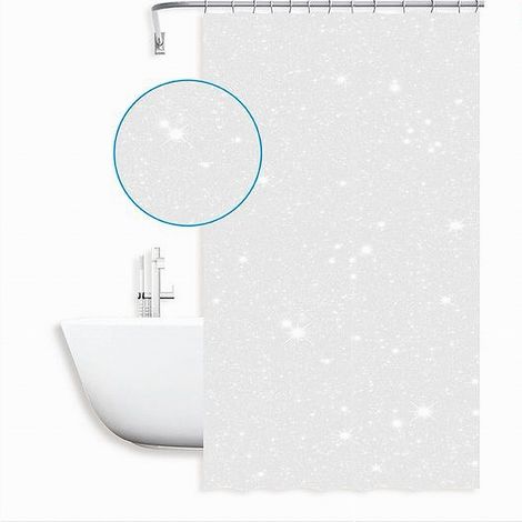 TRADE SHOP - Tenda Per Doccia Vasca Da Bagno Galassia Bianca 180 X 200 Cm Con 12 Anelli 87585 -