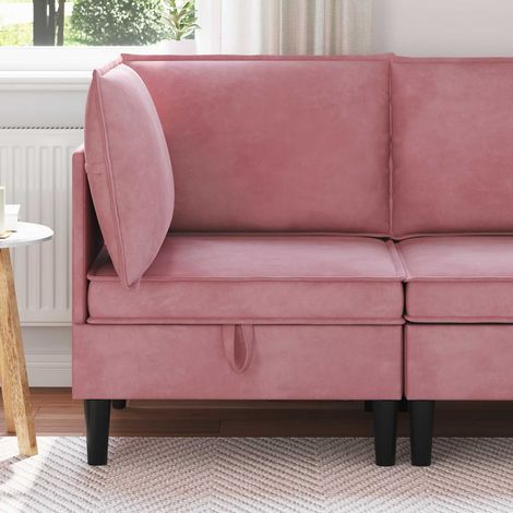 Sofá Esquinero con Almacenamiento Rosa Terciopelo (1/5)