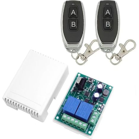 Lauwexe – Commutateur sans fil 220V AC – 2 canaux – Récepteur RF 433 MHz avec 2 télécommandes – Contrôle pour porte de garage et lumière (1/5)