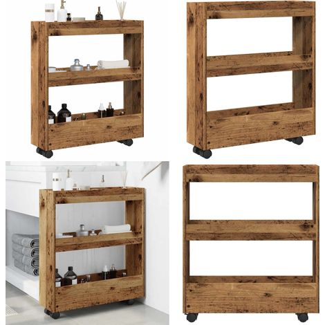 Chariot de rangement étroit 3 niveaux vieux bois - Rangement - Bois d'ingénierie (1/5)