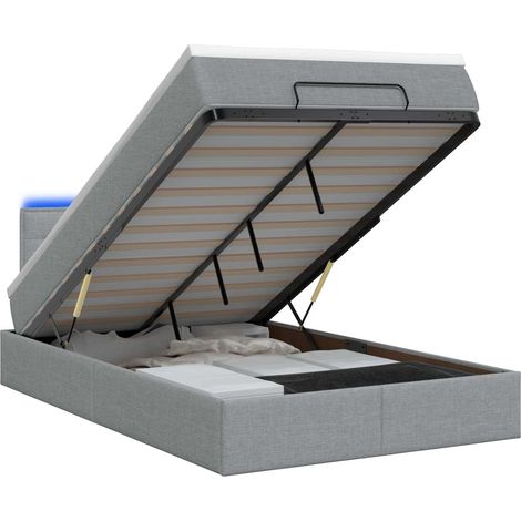 Maison Exclusive - Lit coffre avec matelas et LED Gris clair 120 x 190 cm Tissu (1/5)