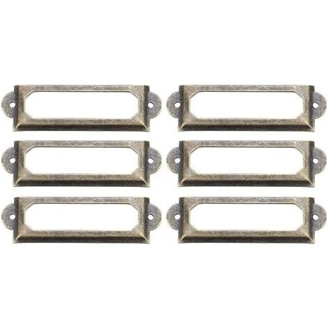 PA Retro-Etikettenrahmen, 10 Stück, antike Bronze, Etikettenhalter, Metallrahmen, Vintage-Namensschild, Etikettenkarte für Möbel, Schubladen, Schränke, Aktenschränke (70 x 33 mm) (1/5)