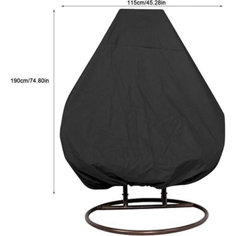 Housse Protection Salon De Jardin Chaise en Osier Balançoire Panier Suspendu Couverture Étanche À La Poussière - Noir (1/4)