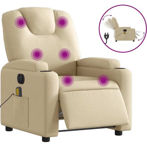 Maison Exclusive - Massagesessel Elektrisch Creme Stoff