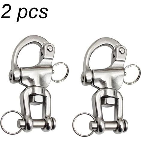 Mousqueton pivotant en acier inoxydable 316 – Charge maximale adaptée pour cordage de spi – Goupille à dégagement rapide – Dimensions 70 mm