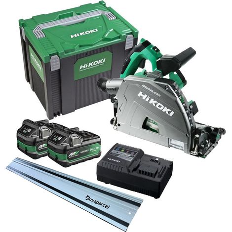 HiKOKI Brushless Plunge Saw 36V 165mm Cordless Track Saw x2 8ah Case Guide Rail