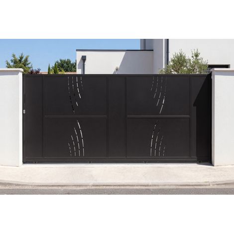 NALI VELETA 3,5 m Stahl-Schiebetor, 160 cm hoch, Schwarz