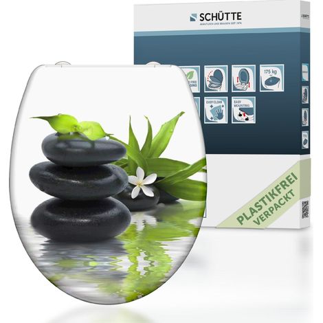 SCH�TTE WC-Sitz aus Duroplast mit Absenkautomatik und Schnellverschluss Toilettendeckel mit Motiv Klodeckel Steine Floral 82367