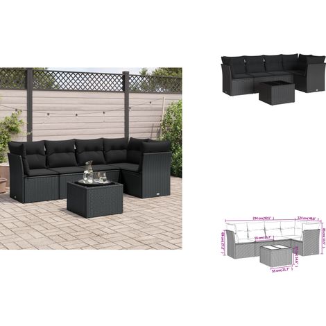 Salon de jardin 6 pcs avec coussins noir résine tressée - Ensemble Salon De Jardin - Mobilier De Jardin - Salon De Jardin Design - Meubles De Jardin Résistants - Canapé D'extérieur (1/3)