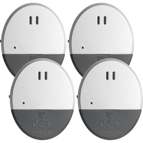 Lot de 4 alarmes de fenêtre ultra fines avec alarme bruyante de 130 dB, détecteur de bris de verre, alarme de porte, alarme de fenêtre, mini système d'alarme autocollant avec capteur de vibration