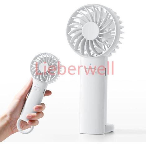Ventilateur Portatif Ventilateur Rechargeable USB avec 3 Vitesses Piles Ventilateur de Bureau électrique Silencieux Blanc (1/5)