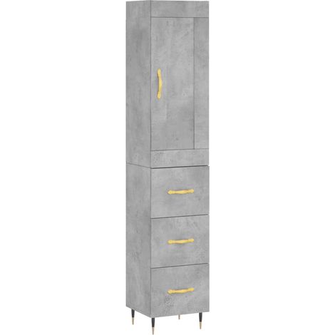 Maison Exclusive - Buffet haut Gris béton 34,5x34x180 cm Bois d'ingénierie (1/5)