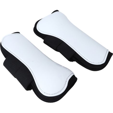 Lot de 2 protections blanches pour jambes de cheval de saut d'obstacles, bandages de soutien, équipement équestre professionnel, protection des jambes avant (1/5)