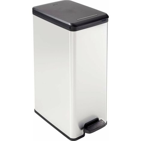 [GEBRAUCHT] B-Ware Curver Deco Bin 240640 Mülleimer 40l Mülltonne Treteimer Tonne Eimer Silber 1 St