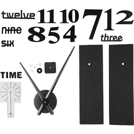 Horloge murale sans cadre à faire soi-même, autocollant mural miroir moderne pour la décoration de la maison, du salon à la chambre, noir (1/5)