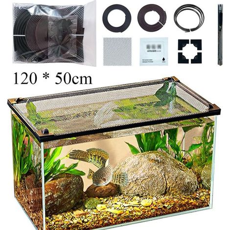 Couvercle d'Aquarium Maille Filet Anti-Saut Couverture Magnétique Protection 120 x 50cm - (1/5)