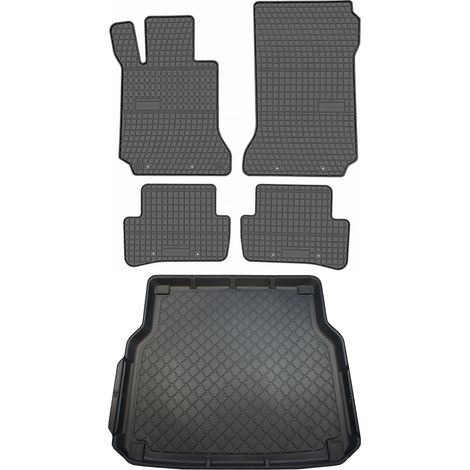 Juego de alfombrillas de goma para coche y alfombrilla para maletero para Mercedes Clase C W204 familiar (diciembre de 2007 a septiembre de 2014).