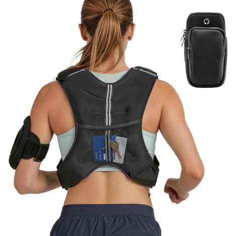 Gilet lesté 11,5 kg pour homme et femme, bandes réfléchissantes, boucle ajustable, idéal pour musculation, course, fitness et perte de poids. (1/5)