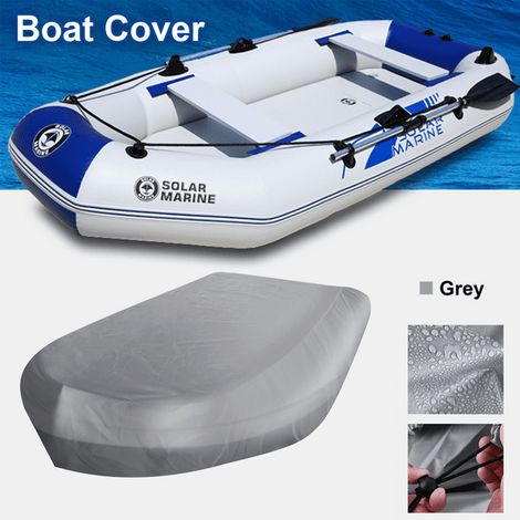 Bâche de protection bateau gonflable grise 270x165x46cm, housse Oxford kayak canoë imperméable anti-poussière anti-UV, résistante et durable pour stockage extérieur (1/5)