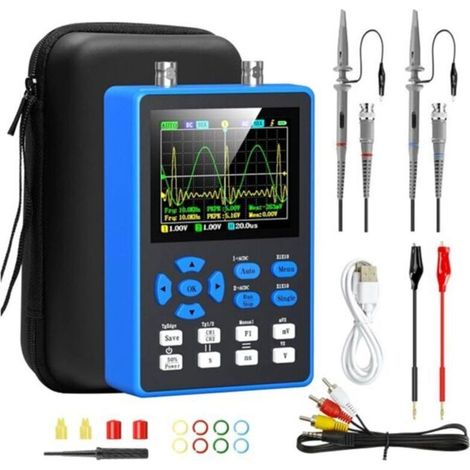 Oscilloscope Numérique DSO2512G avec Générateur de Signal à 2 Canaux Bande Passante 120 MHz, Taux D'Échantillonnage 500 /S, Écran 2,8 Pouces