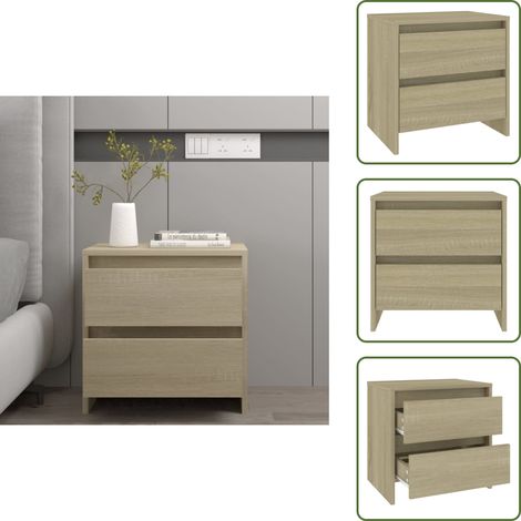 The Living Store Comodino Rovere Sonoma 45x34,5x44,5 cm in Truciolato - Comodino rovere