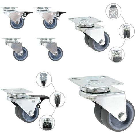 Roulettes pivotantes doubles 4 pcs 50 mm - Roulettes Pivotantes - Roulettes Doubles - Chariots - Meuble Roulant - Support Plante - Home & Living (1/5)