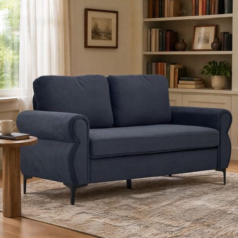 Divano 2 posti 173,5x81x92 cm grigio scuro – fodere sfoderabili, tessuto e metallo-legno MEUBLIV (1/5)