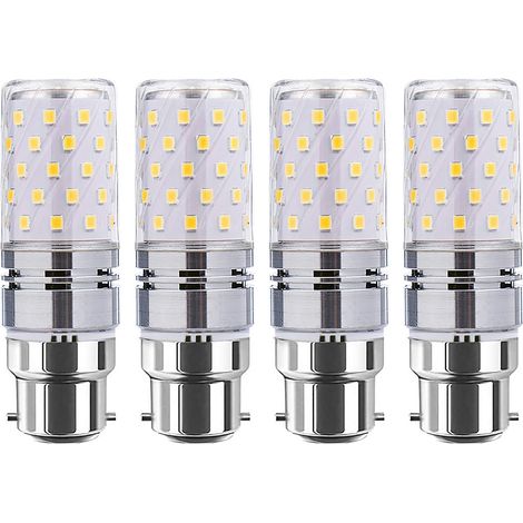 Ampoules LED B22 type maïs, 12 W, lot de 4, équivalent à une ampoule à incandescence de 100 W, 4000 K, AC85-265 V. Culot à baïonnette B22. (1/5)