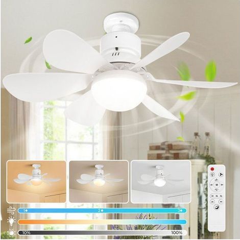ROSNEK Deckenventilator mit Licht – 6 weiße Flügel – dimmbar, leise, 3 Geschwindigkeitsstufen, für Küche, Schlafzimmer, Wohnzimmer (1/5)