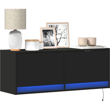 TV-Wandschrank mit LED-Beleuchtung Schwarz 100x31x35 cm