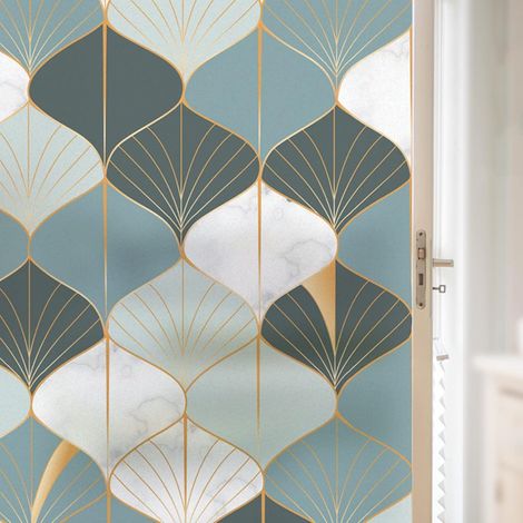 JSSEVN - Privacy Window Film for Bathroom, Frosted Stained Glass Film, Static Cling, No Glue, 40cm x 200cm, Thermal Insulation Curtain (1/5)