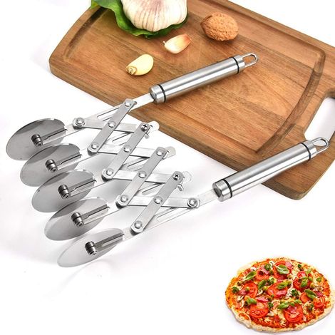1 pièce - Racloir à pâte - Roulette à pâte multifonction en acier inoxydable - Coupe-pizza professionnel - Pâte et pâte feuilletée - Couteau à pâte avec manche - Argenté (1/5)