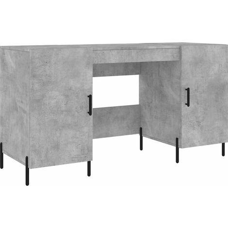 Bureau Table de travail Table d'écriture gris béton 140x50x75 cm bois d'ingénierie (1/5)