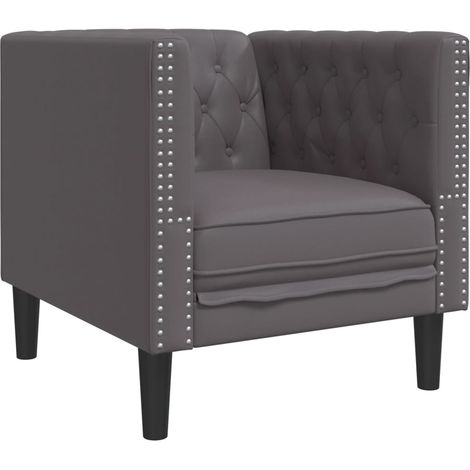 Fauteuil de Salon,Chaise,Fauteuil Chesterfield gris similicuir CFW718647 (1/5)
