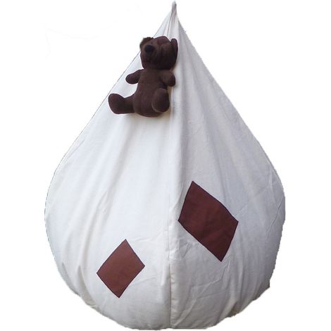 Pouf poire enfant blanc écru ourson