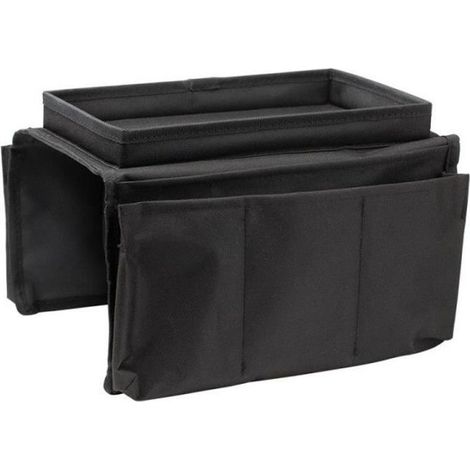 Porte télécommande - Noir - 53 cm - 6 poches - 100% polyester - Accoudoir de canapé