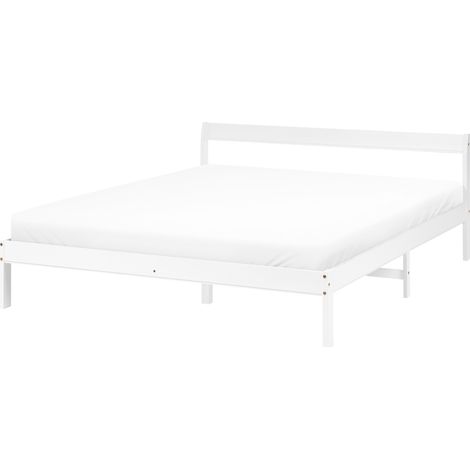 Cama con somier estilo minimalista de madera de pino 140 x 200 cm blanco Madone (1/5)
