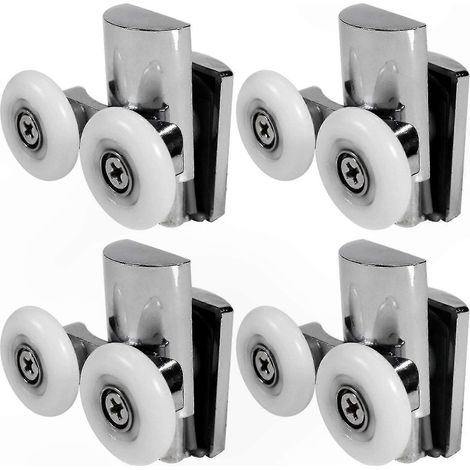 Lot de 4 roulettes de porte de douche robustes en alliage de zinc de 23 mm, double rouleau compatible avec les modèles plats Sli-11. (1/5)