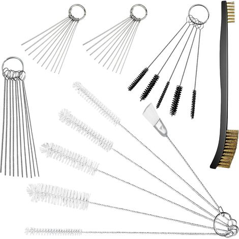 Kit de nettoyage de buses de carburateur avec aiguilles en cuivre/aiguilles de buse, brosses de nettoyage pour moto, cyclomoteur, tondeuse à gazon, débroussailleuse, buses de soudure (1/5)
