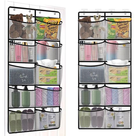 Organisateur suspendu pour porte, 10 poches en filet, rangement chambre, cuisine et placard (1/5)