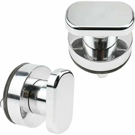 Furniture handle with suction cup for glass doors, showers, drawers, glass, mirrors, wall tiles – 2 pieces (silver) (1/5)